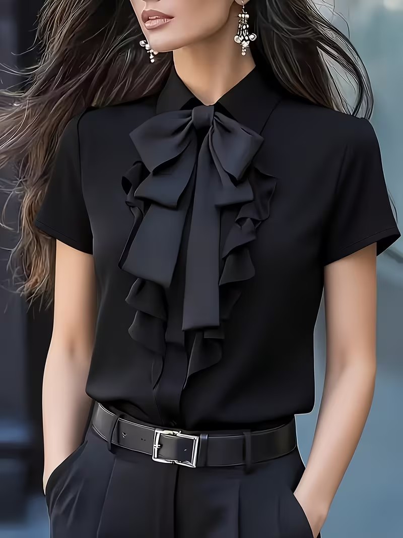 Women Short Sleeve Shirt with  - огляд і ціна Shirt Camp Collar