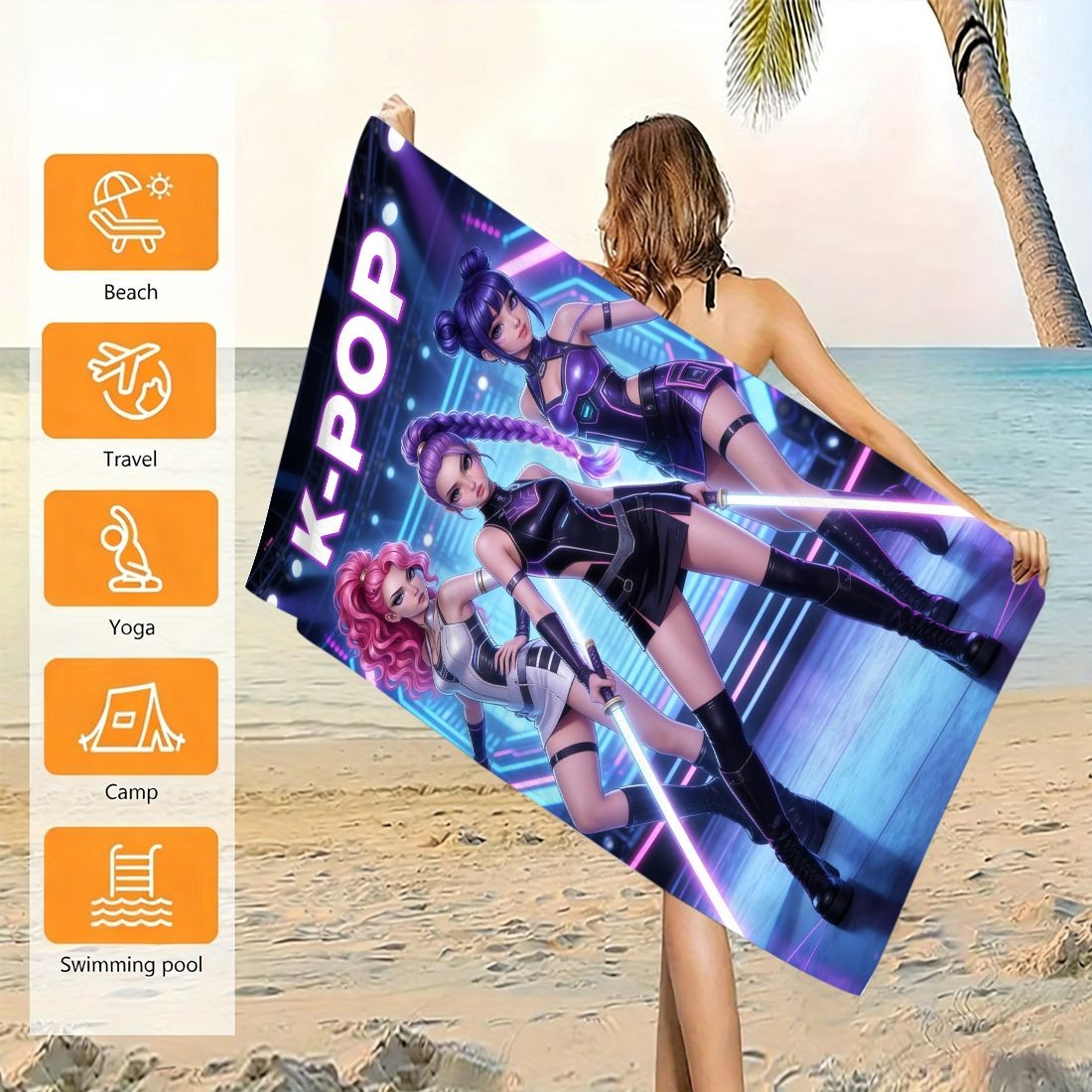 K-Pop Idol Print Large Size Be - огляд і ціна Beach Towel Large