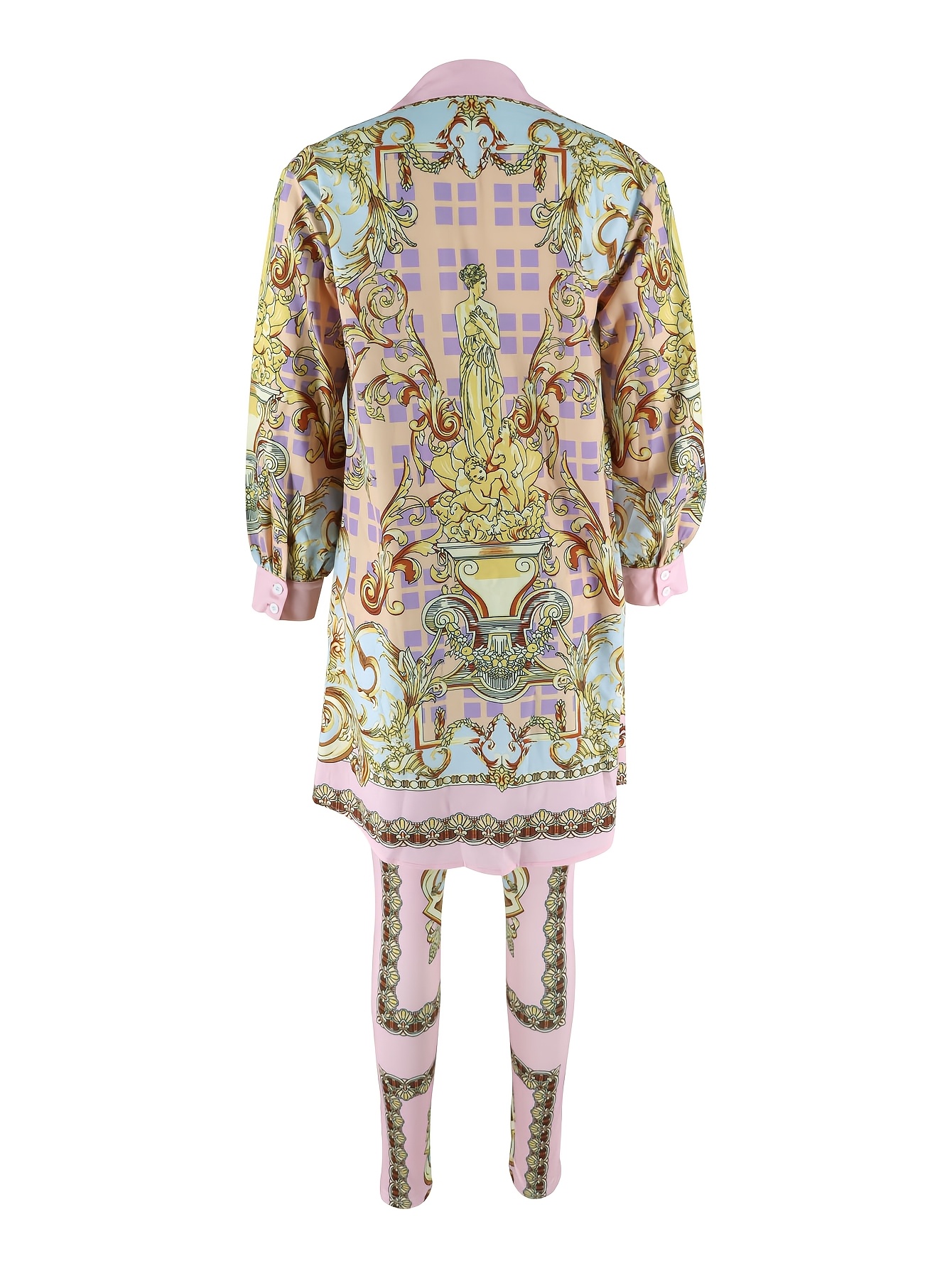 Women 2 Piece Set Ornate Print - огляд і ціна Shirt Camp Collar